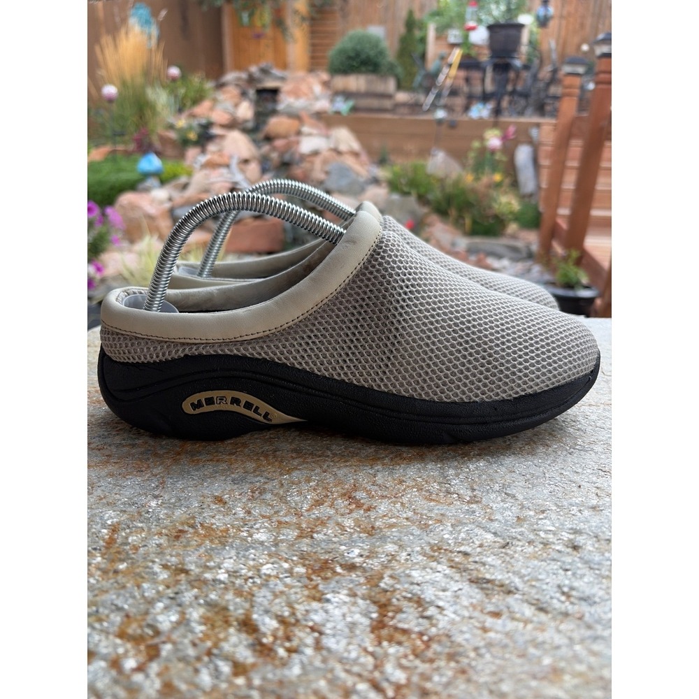 Merrell Encore Breeze Silver Mist Mesh Clogs Tan Grey Slip On Slides Womens 10
